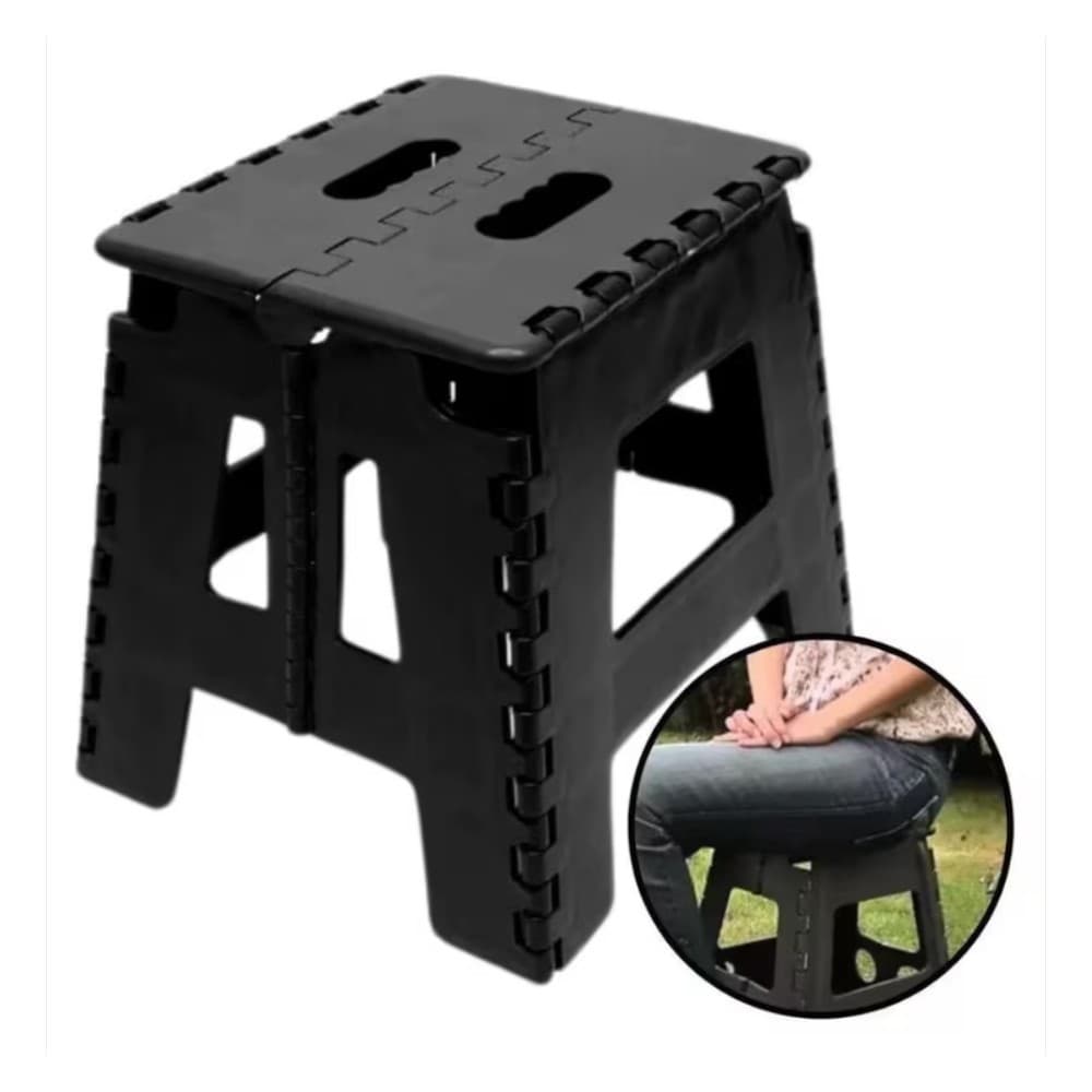 Banqueta Banquinho Dobrável De Plástico Até 100 Kg Resistente Para Viagem