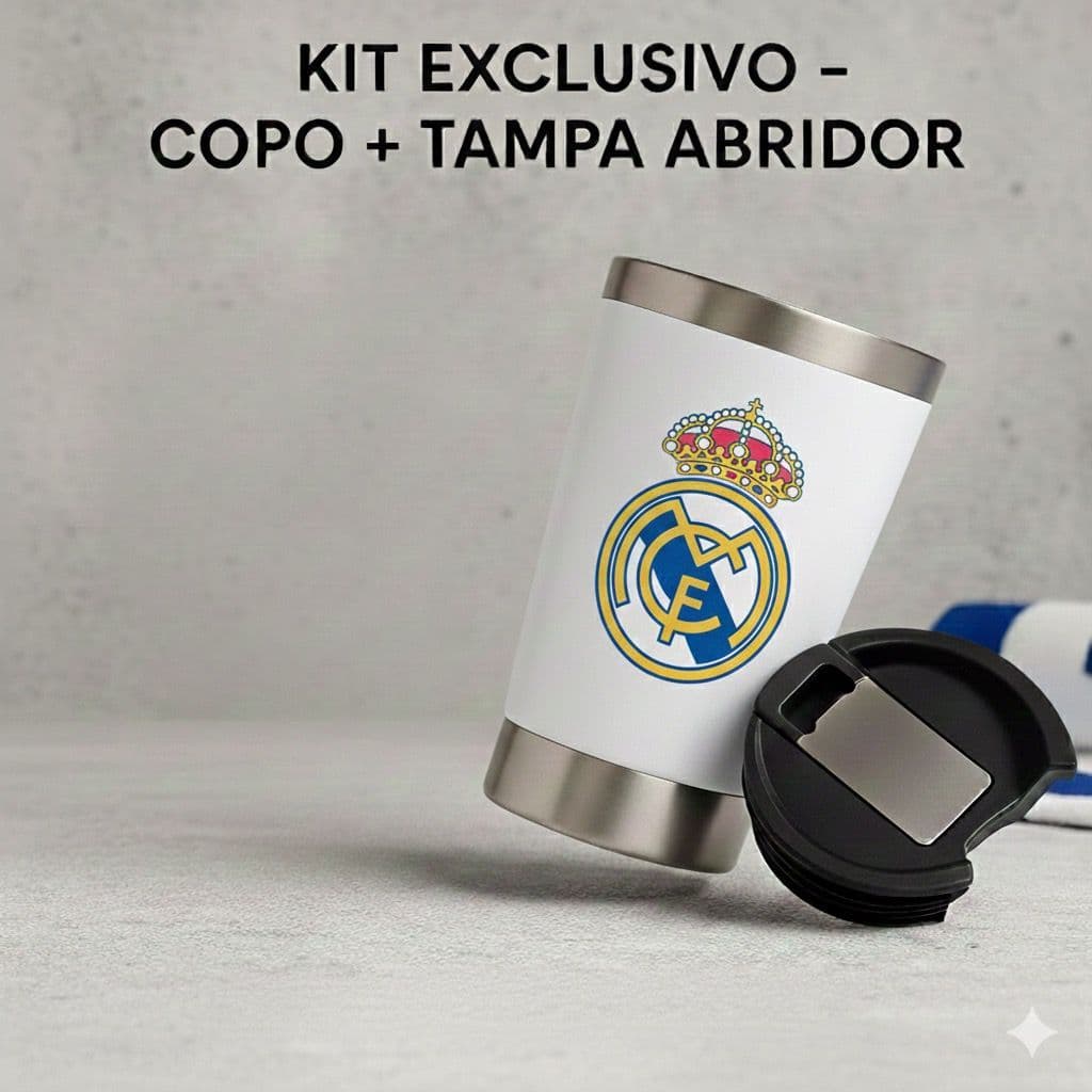 Copo Térmico Aço Inoxidável Time de Futebol com Tampa E Abridor 473ml T4