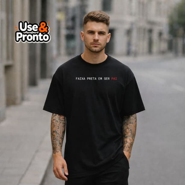 Camiseta Oversized Masculina Algdão | Faixa Preta em Ser Pai | Dia dos Pais | Conforto | Jiu Jitsu