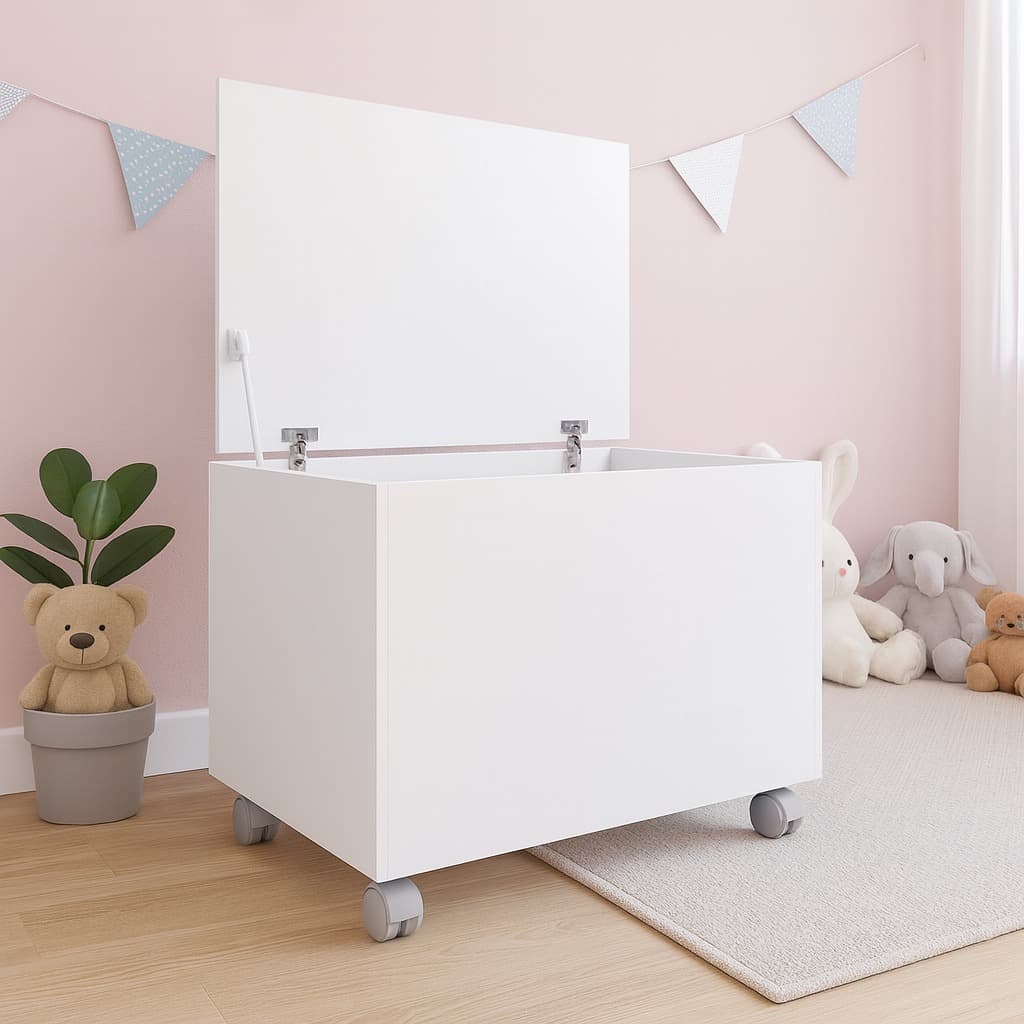 BÁU infantil Kids com Rodizíos organizador de Brinquedos branco