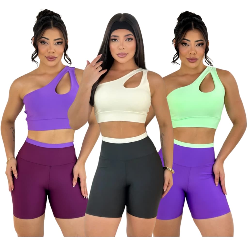 Conjunto top com Short Nula manga Virginia Fitness Academia Novidade Treino Musculação Esportes
