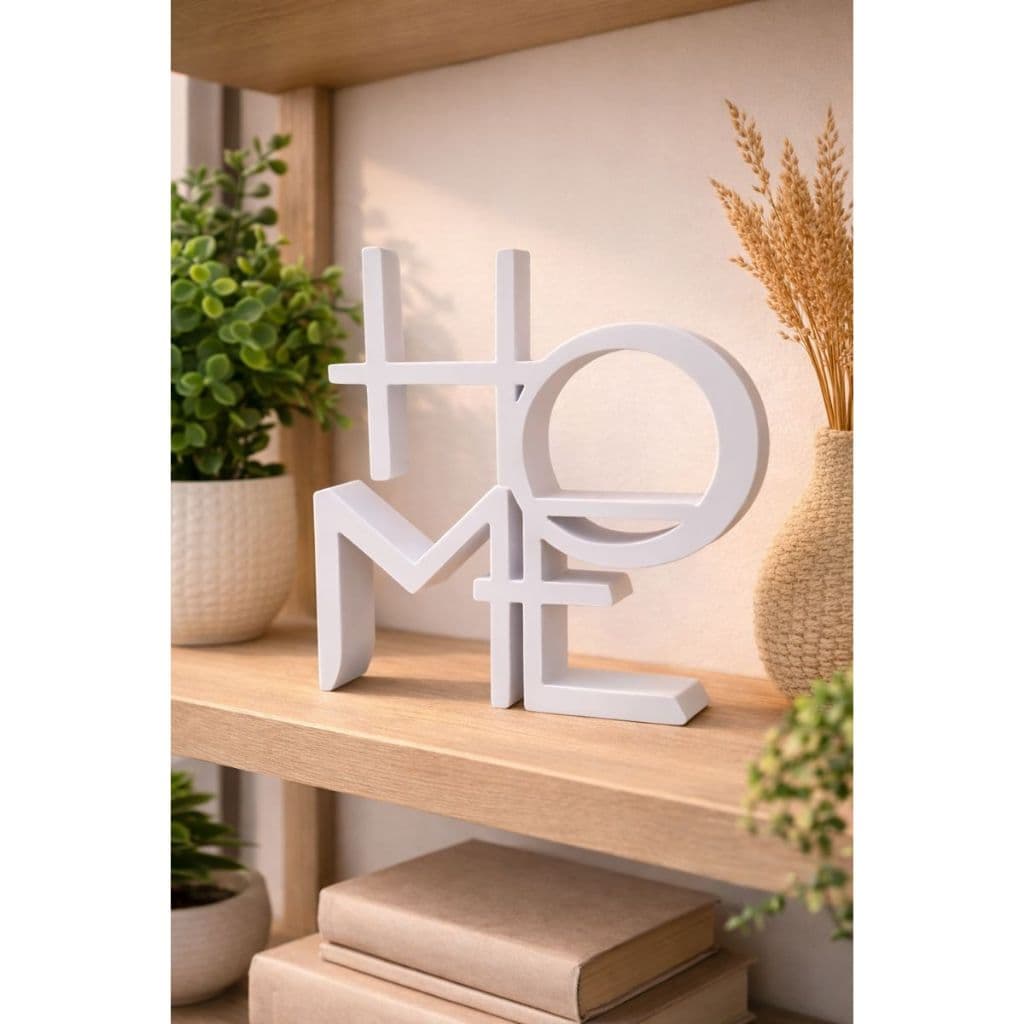 Escultura Decorativa HOME Moderna para Sala, Quarto e Estante