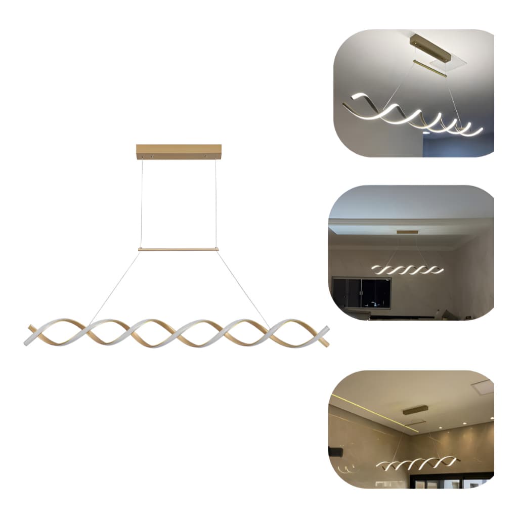 Pendente Luminária Led Espiral Moderno Dna Sala 45w Jantar Branco Quente 3000k