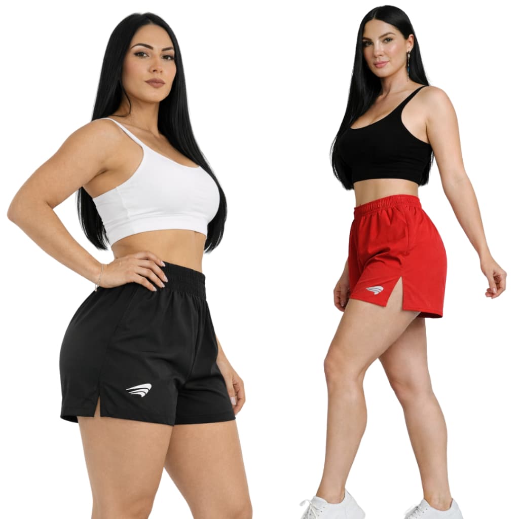 Short Feminino Fitness Em Tactel Com Fenda Lateral Cós Elástico Leve Confortável