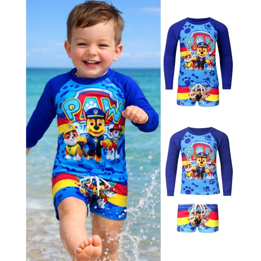 Conjunto Infantil Praia Menino UV50 Camisa e Sunga Verão Roupa de Bnaho Criança