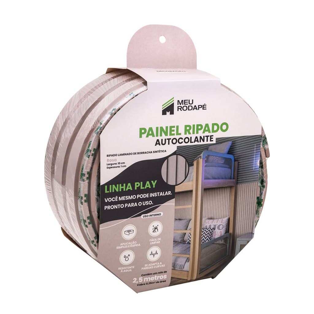 Painel Ripado Rosa Autocolante- Rolo com 2,5M - Meu Rodapé