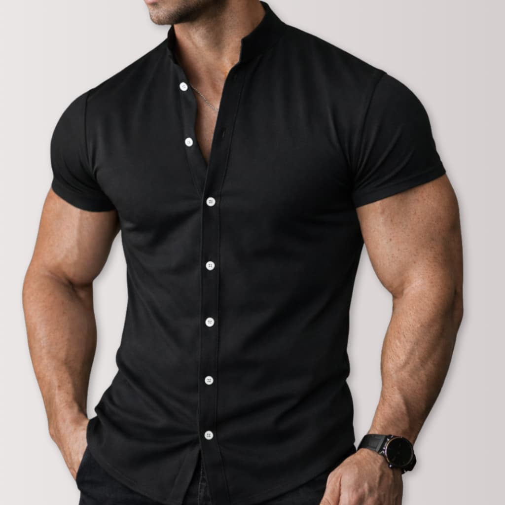 Camisa Masculina Gola Padre Social Casual Linho Algodão Manga Curta Moda Luxo