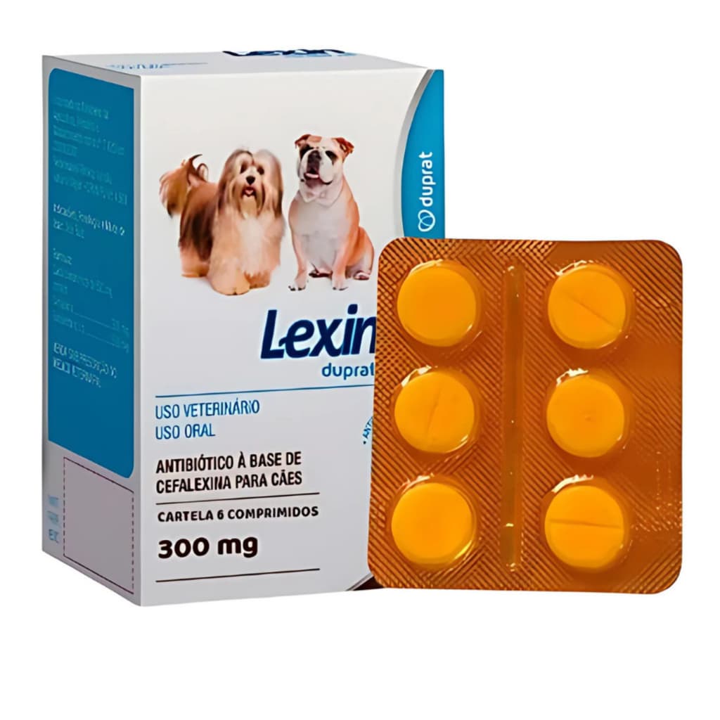 Antibiótico Cefalexina para Cães e Gatos - Lexin 300 mg - 6 comprimidos - Duprat - Antibacteriano, Antimicrobiano