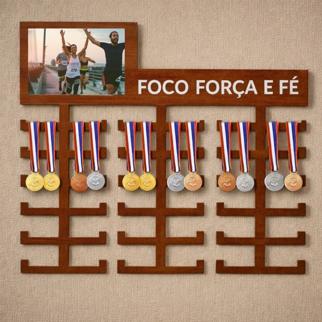 Porta Medalhas Foco Força E Fé Suporte Parede Medalhas
