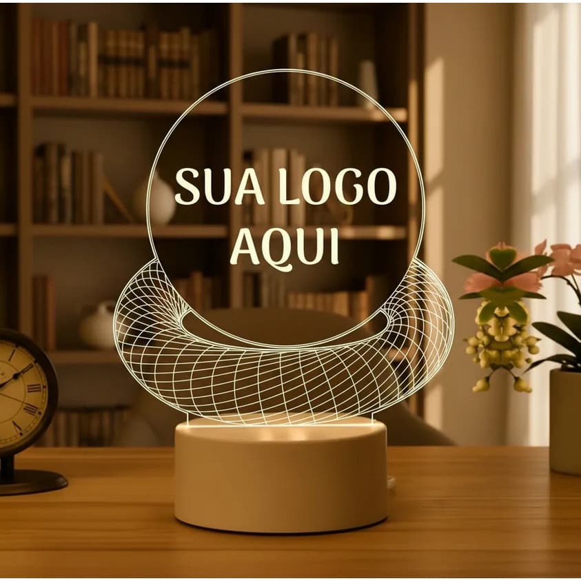 Luminária 3d LED Logo Personalizada Profissão - Presente Natal Decoração, Iluminação