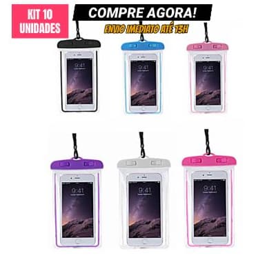 Kit Capa Bag Celular Case Prova D'água Universal IPX8 Touch Impermeavel - Envio Imediato até 13h