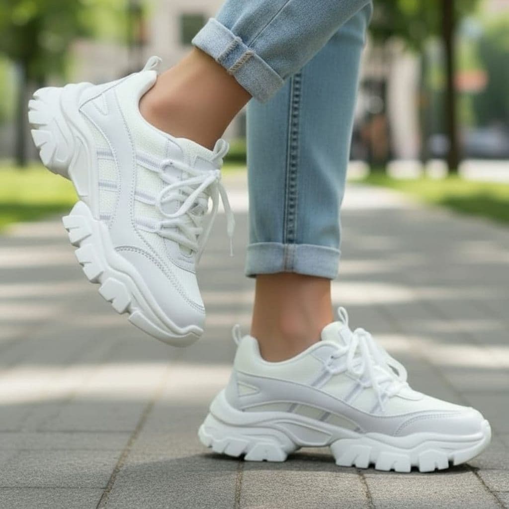 Tênis Feminino Casual Branco Macío Estiloso Sola Média Promoção Envio Rápido