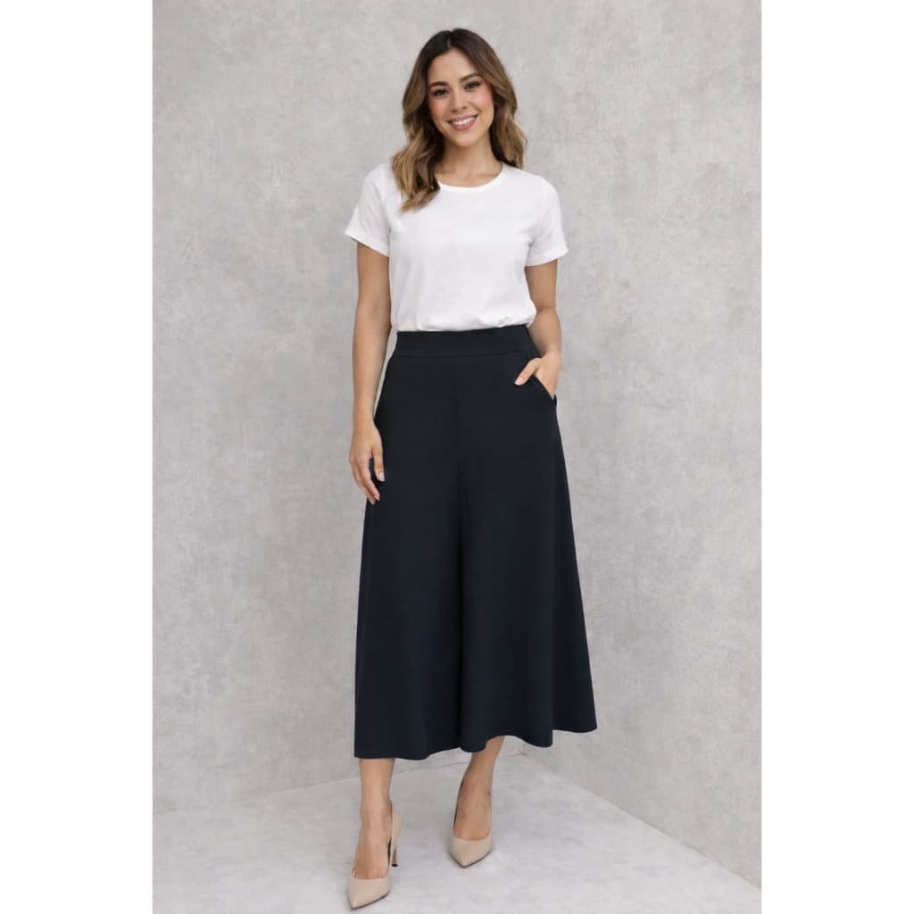 Saia Midi Alfaiataria Feminina Cintura Alta Social Elegante para Trabalho
