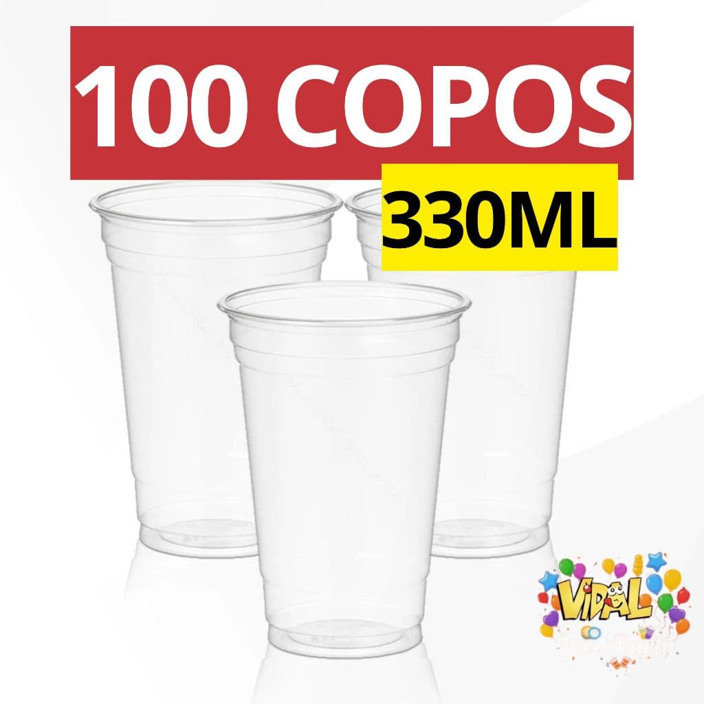 Kit 100 Copos Plástico Resistente PP Liso 330ml Cerveja Chopp Drink Açaí Bebida