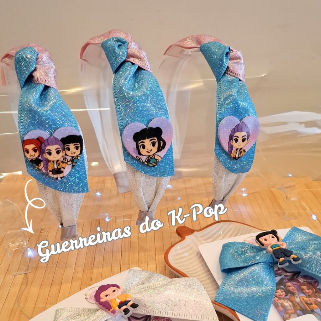 Laço Guerreiras do K-Pop Tiara arco Guerreiras K-pop Laços de cabelo Guerreiras k-pop Menina Acessórios de cabelo menina