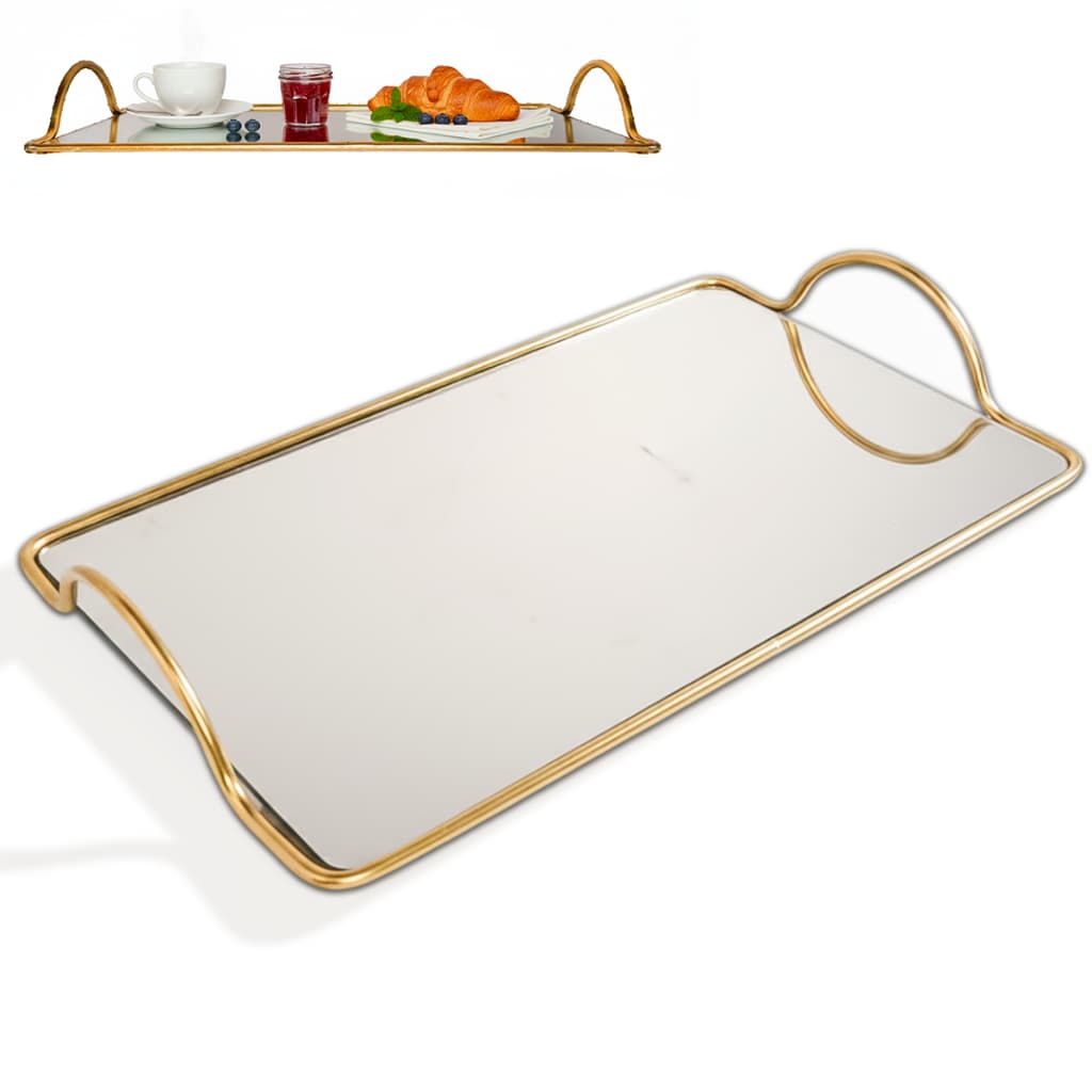Bandeja Espelhada Dourada Decorativa Metal Estocasa 25x16 30x18 35x20 cm