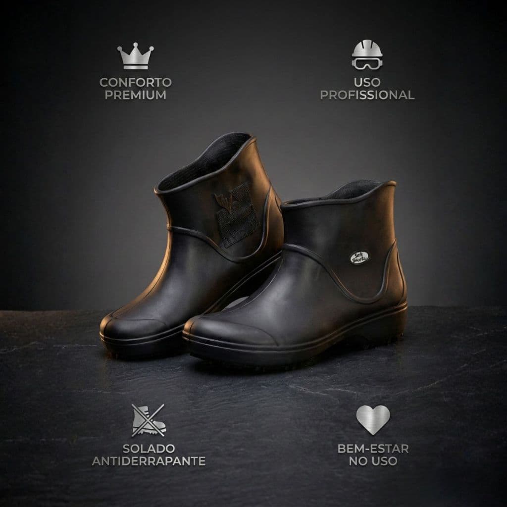 Bota Profissional Antiderrapante Conforto Premium Segurança Confiança Trabalho