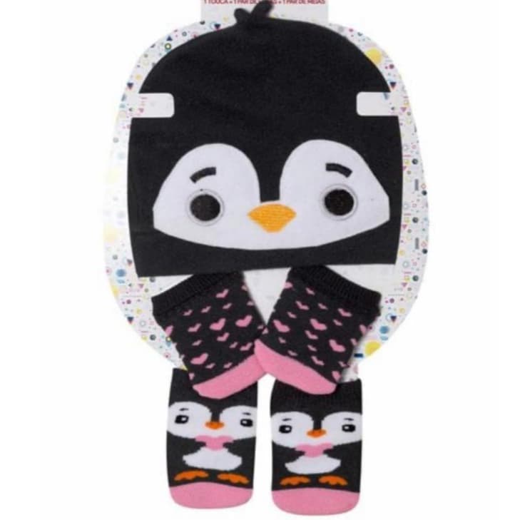Kit Enxoval Bebê Inverno - Touca, Luva e Meia Personagens Antialérgico (0 a 4 Meses)