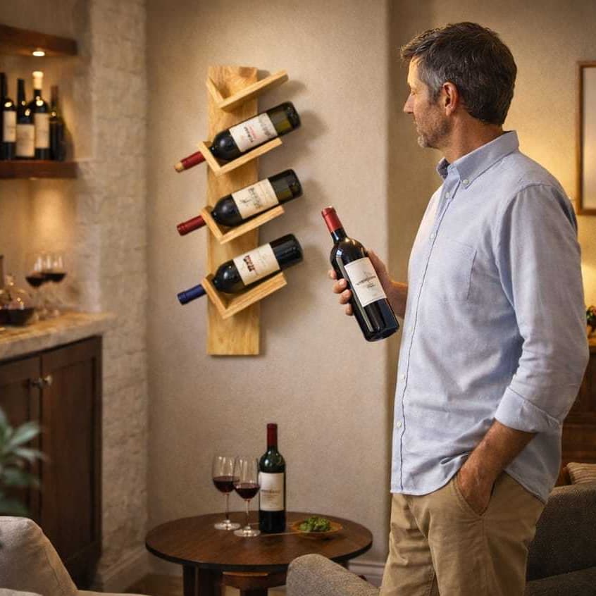 Porta Vinho em Madeira Adega Decoração Área Gourmet Cozinha
