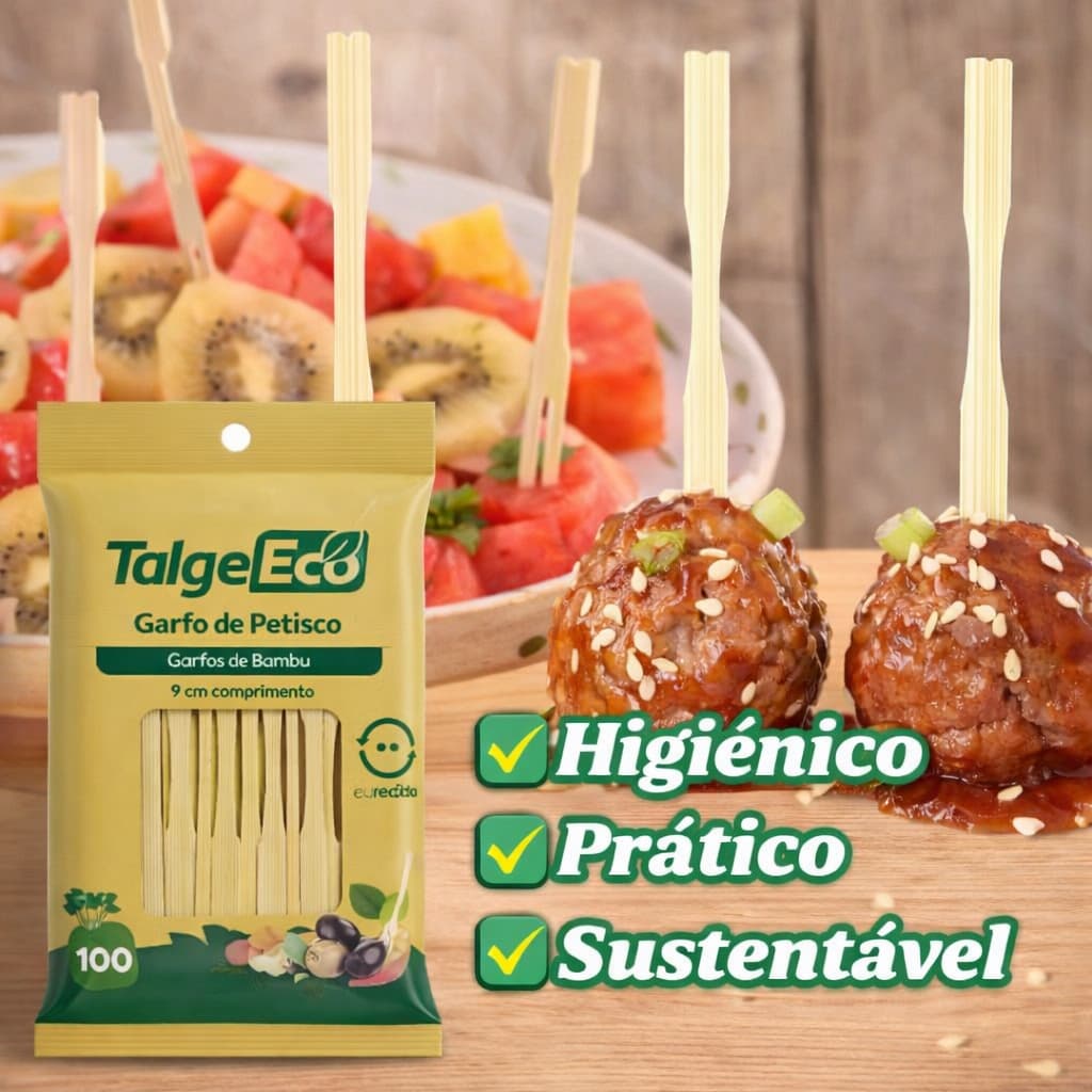 Kit de Mini Garfos P/Petiscos de Bambu Sustentável Talge Kit C/ 300, 500, 800 E 1000 Garfinhos Ecológicos