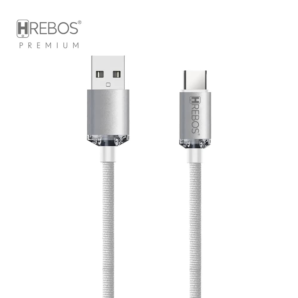 Cabo Premium USB - Type C - Luxury Acrylic Branco - 1 metro