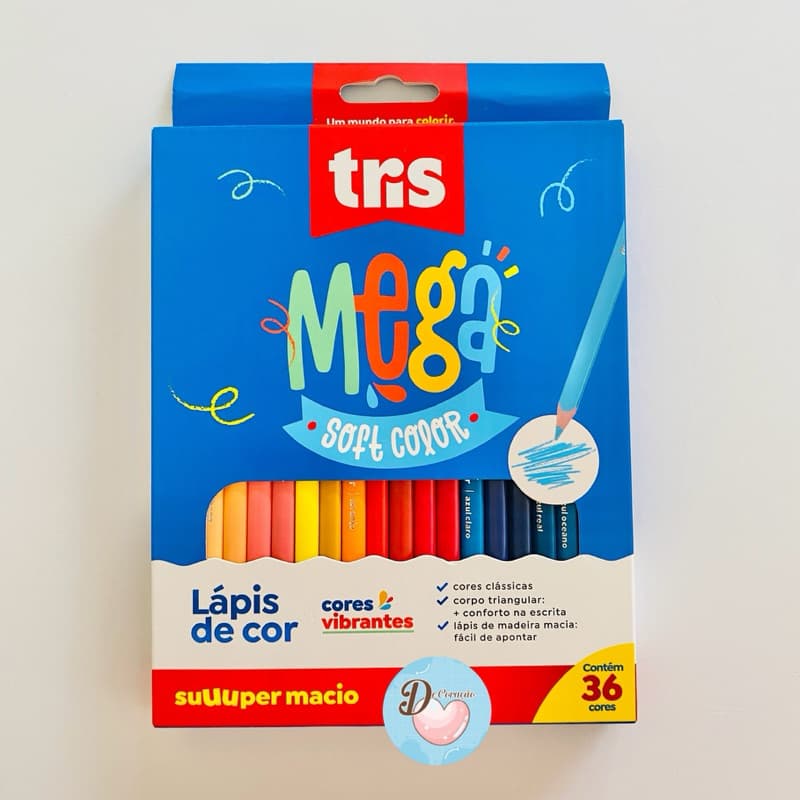 Lápis de Cor 36 Cores TRIS Mega Soft Color Escolar Desenho