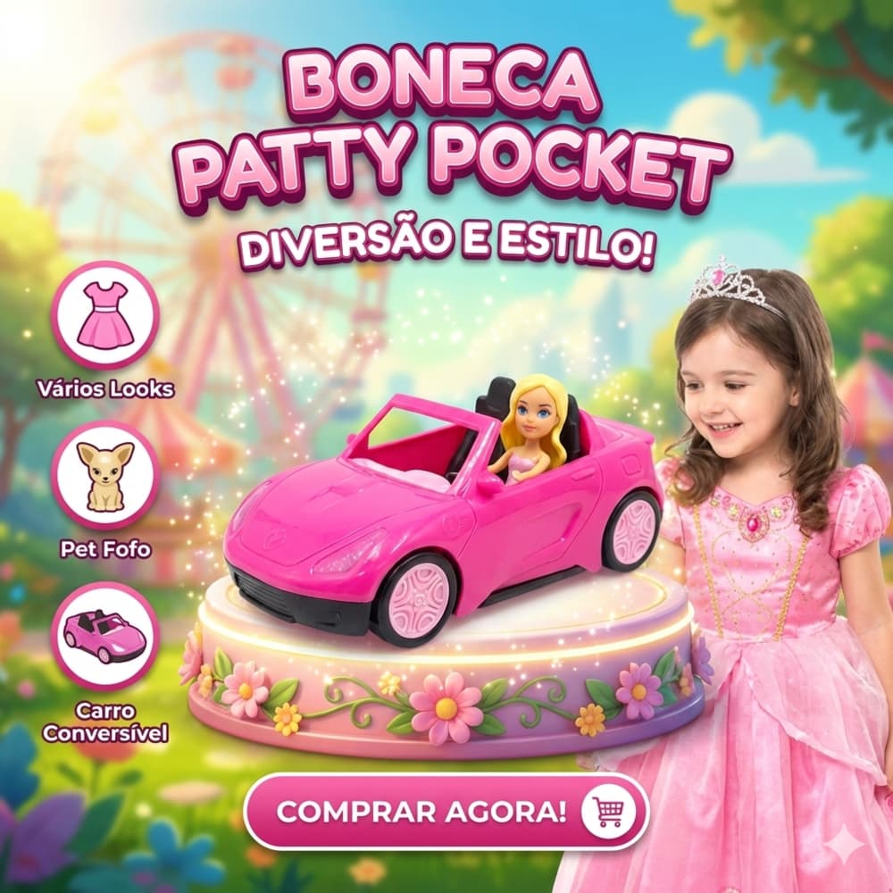 Boneca Polly Patty Com Carro E Acessorios