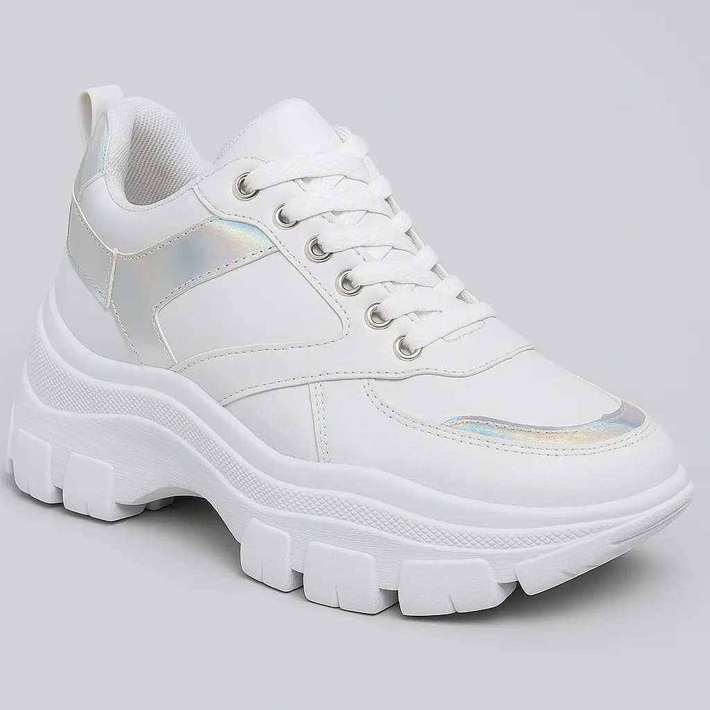 Tênis Sneaker Feminino Plataforma Salto Tratorado Blogueira Tendência Casual