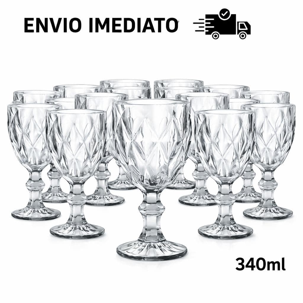 Taças Vidro Diamond 340ml Transparente& Linha Rubi Premium - Original