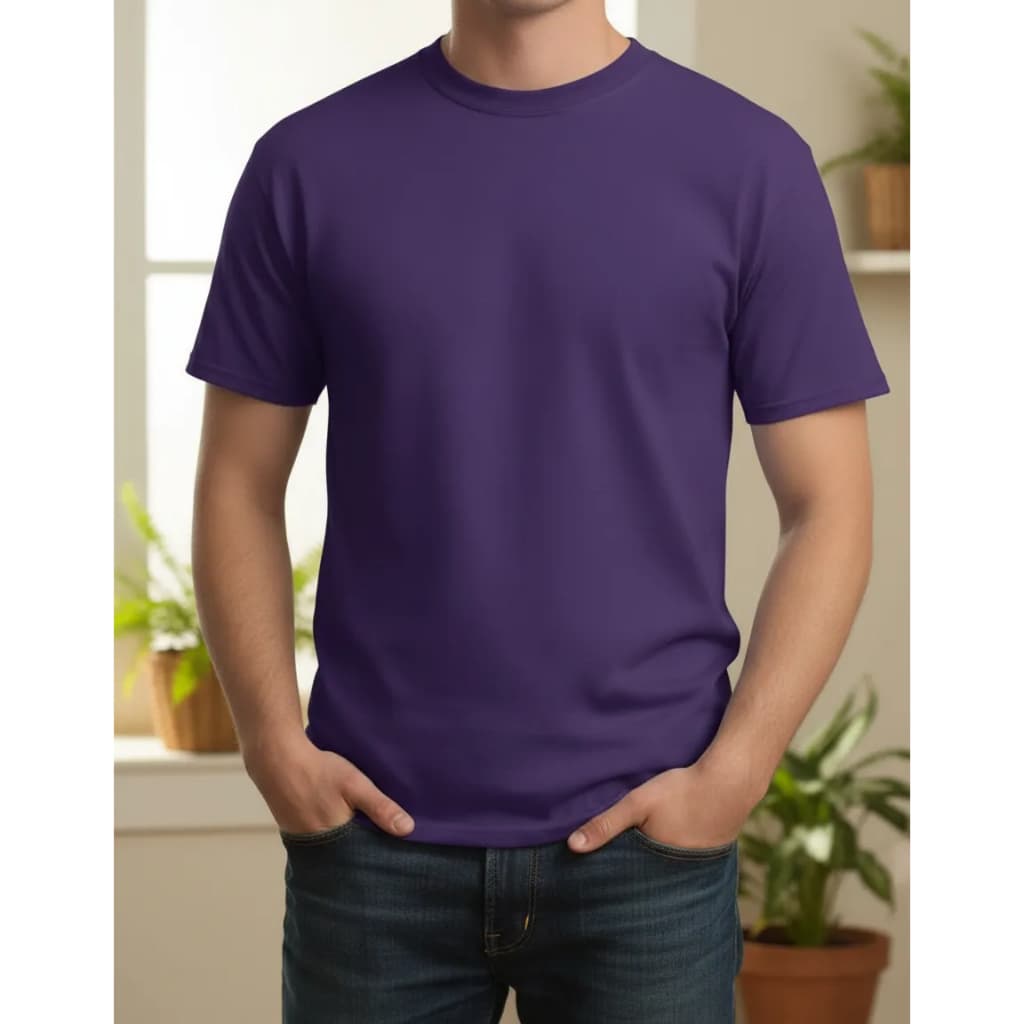 Camisa Camiseta Roxa Básica Tecido Grosso 100% Algodão Premium Sem Estampa