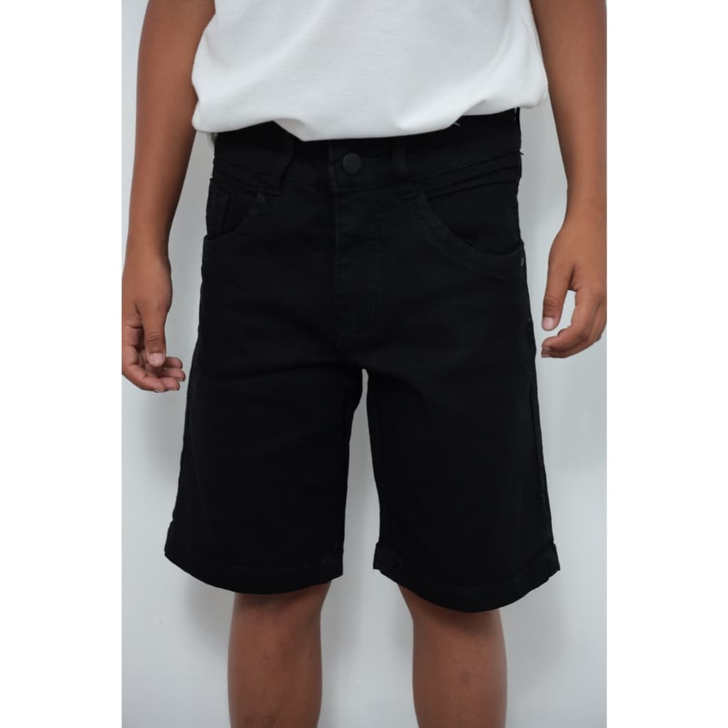 Bermuda Vgi Kids Jeans Preta Masculina Com Cinto 04 A 16