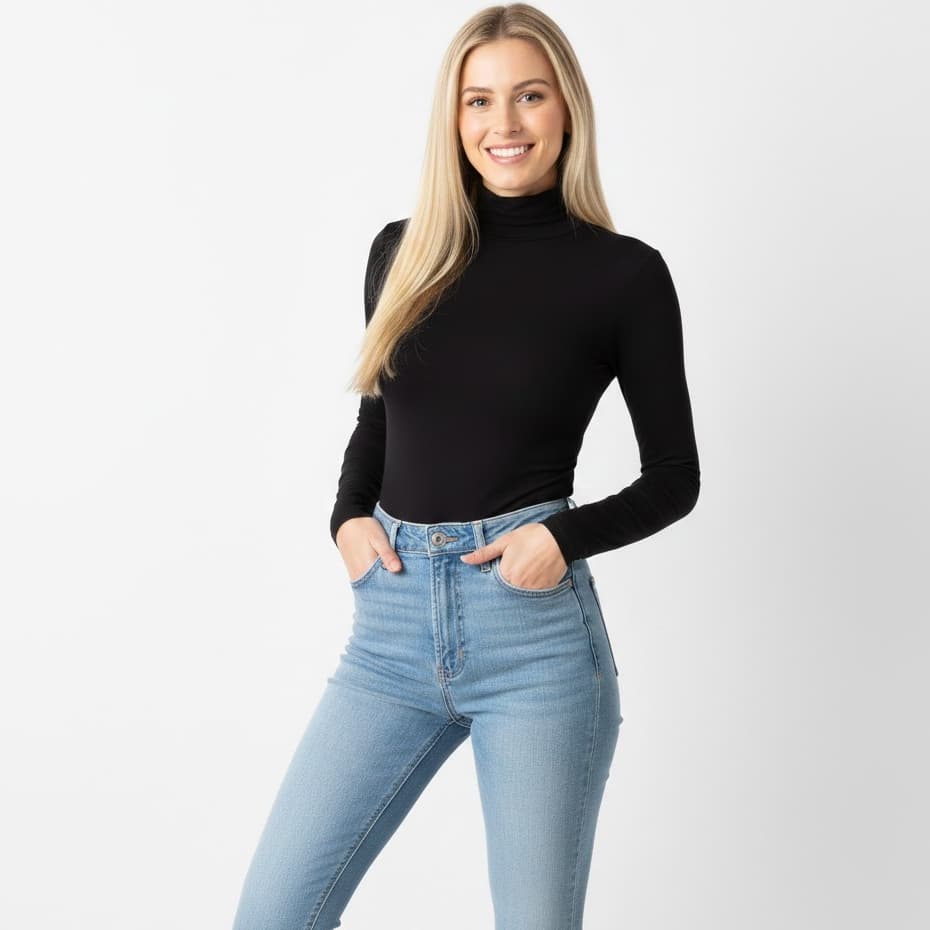Blusa Feminina Cacharrel Manga Longa Gola Alta Segunda Pele Básica Suplex Com Proteção Solar