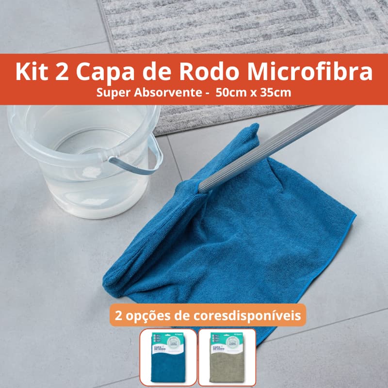 Kit 2 Unidades Capa de Rodo Microfibra Super Absorvente - 50cm x 35cm - Lavável, Reutilizável e Não Solta Fiapos