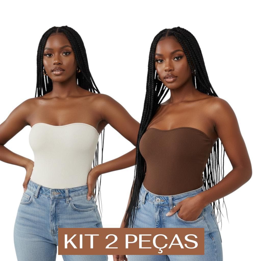 Kit 2 Body Feminino Tomara que caia Collant Casual Elegante Tecido Anarruga Com Forro Sem Bojo Bori