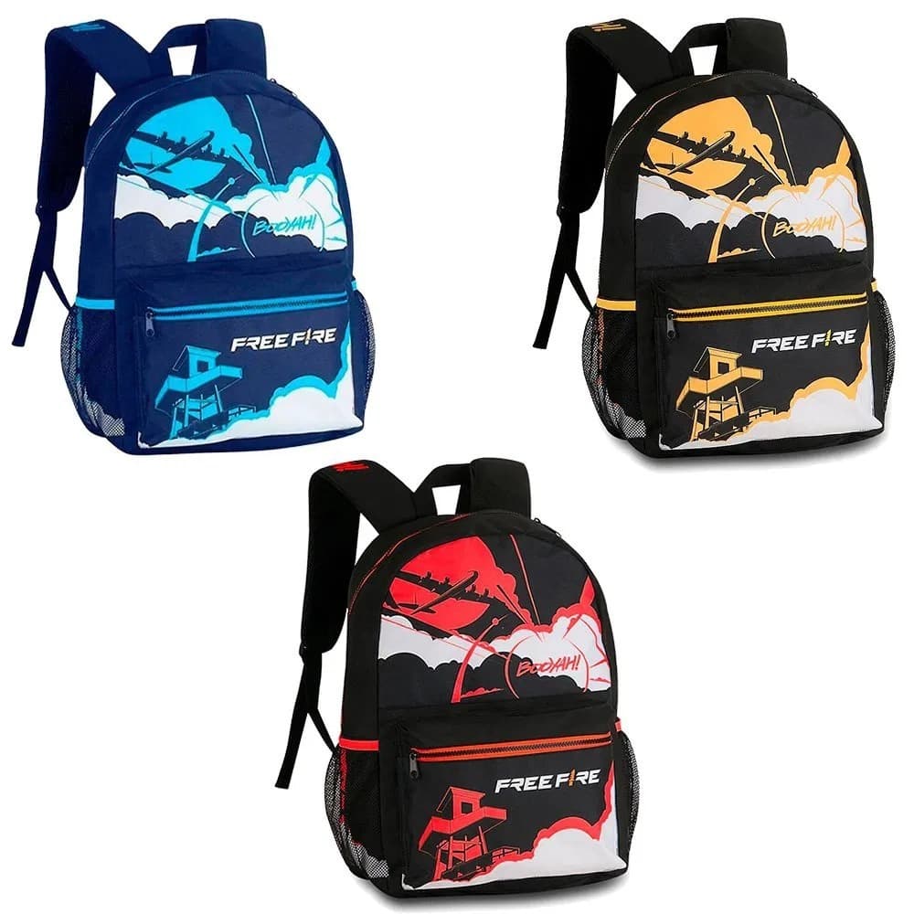 Mochila de Costas Free Fire FR2487 Escolar Juvenil - 3 Cores
