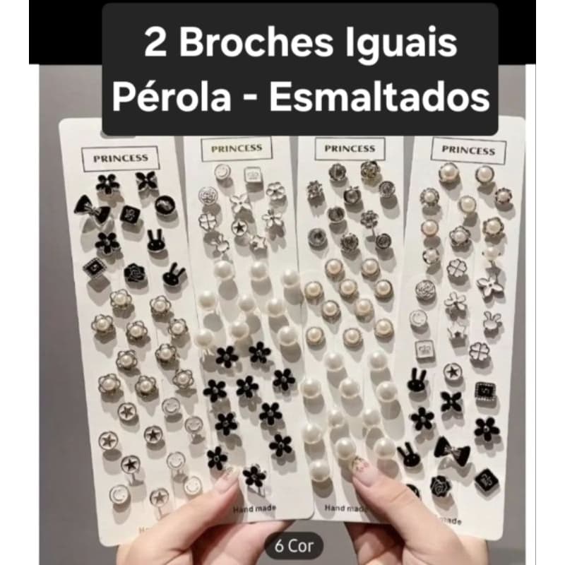 Par de Broches Alfinetes Luxo Vintage Grampos  Dourados Elegantes Botões 2 Unidades Perolas ou Esmaltados