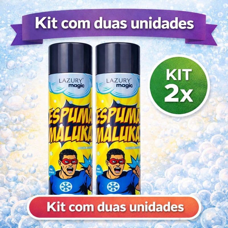 kit Espuma de Carnaval Maluca Magic Spum 400ml Aromatizada Festas Brincadeiras Diversão Não TóxicA