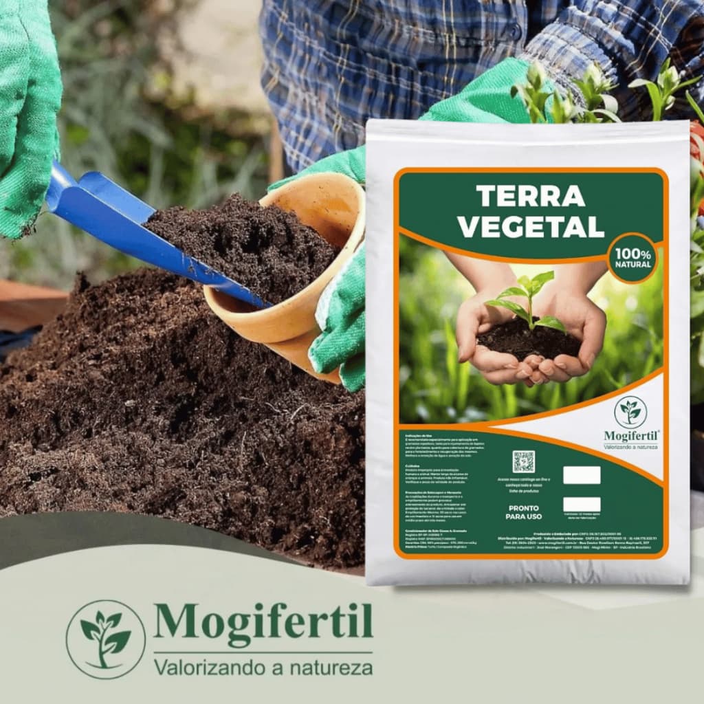 Terra Vegetal Orgânica 2kg Natural Vasos Jardins e Hortas Adubada Pronta Para Uso