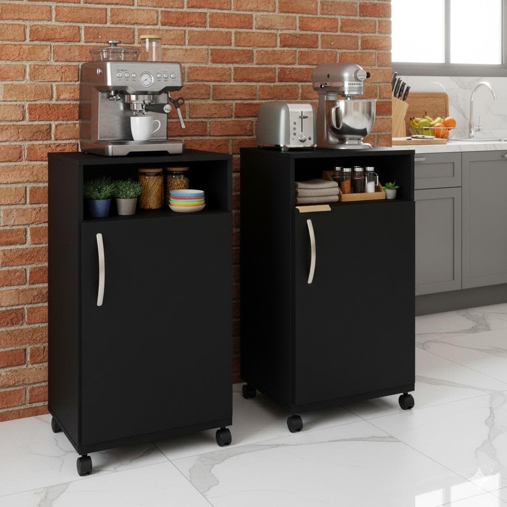 Conjunto 2 Armários C/ Compartimento P/ Botijão – Estrutura em MDP para Cozinha
