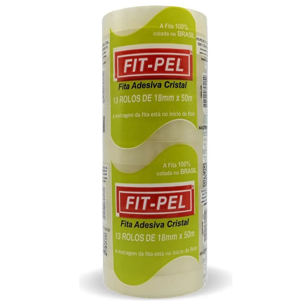 Fita Adesiva transparente para Embalagem 18mm x 50m com 13 Rolos Cristal