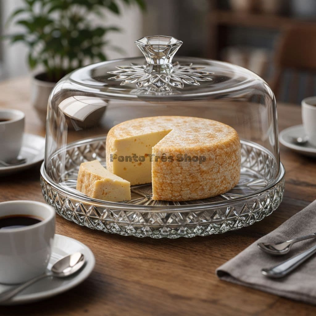 Queijeira Acrilica Plasutil Glamour Luxo Mesa Posta Café Elegância Queijeira Transparente Porta queijo Moderno elegante