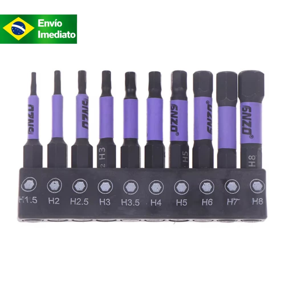 10Pcs SAE Jogo De Bits magnético De Chave De Fenda Allen Com Cabeça Sextavada Magnética