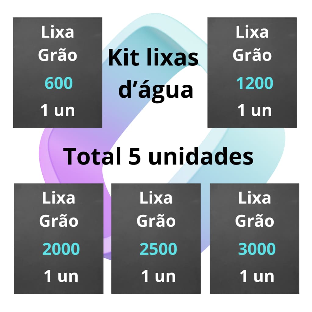 Lixa 600 1200 2000 2500 3000 d'água kit 1 2 ou 3 folhas de cada Grão Polimento Licha Plásticos Metal