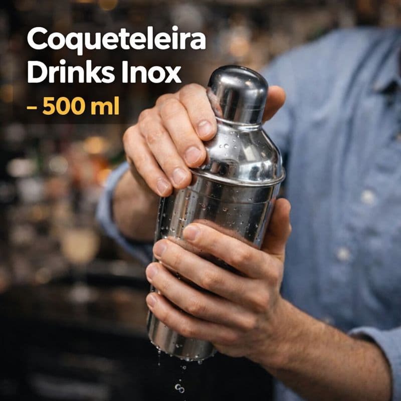 Coqueteleira Drinks Inox – 500 ml Higiênica durável Bartender Bar Restaurante Evento Cortinox