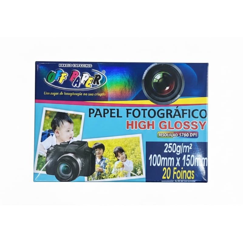 Kit Papel Fotográfico High Glossy 250g 10x15cm Brilhante com 20, 40 ou 60 Folhas Alta Resolução