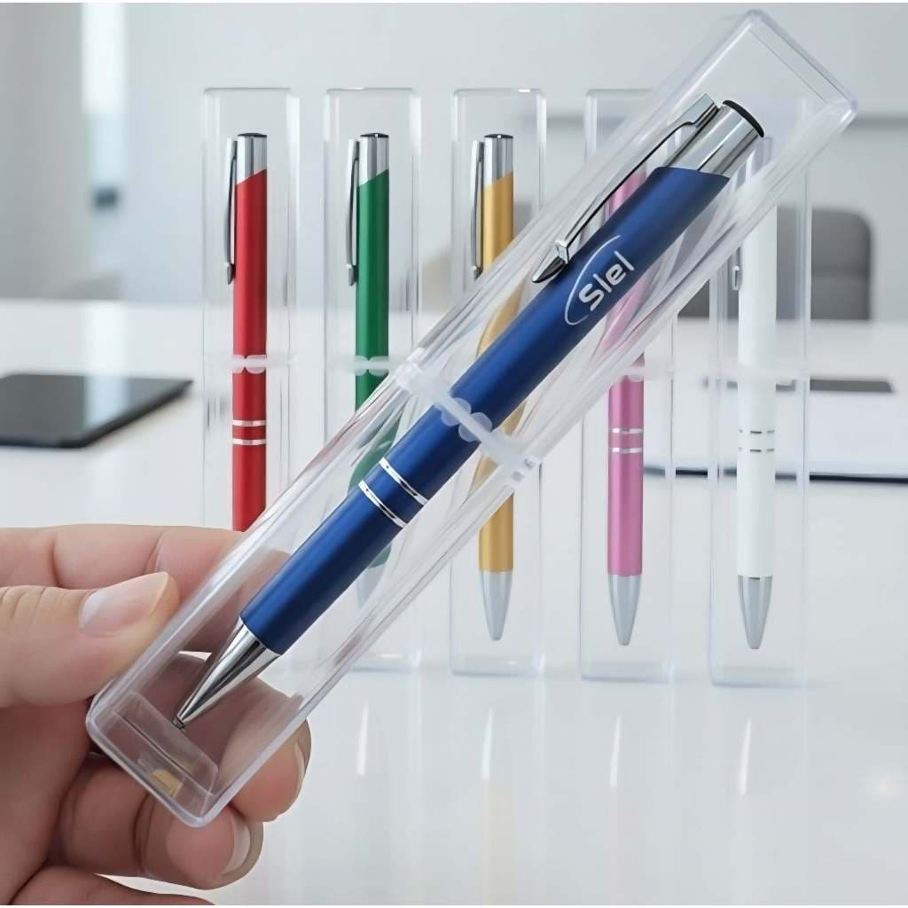 Caneta Metal Personalizada laser com Estojo Acrílico nome visual moderno elegante ótima presente