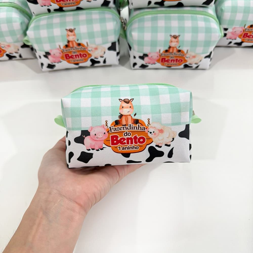 15 Bolsinhas Necessaire Personalizada lembrancinhas aniversário Box P Tema Fazendinha Candy