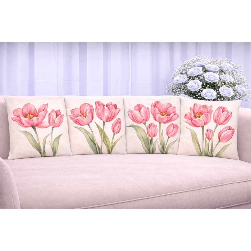 KIT 4 Capas Para Almofadas Decorativas de Luxo, Estilo Moderno Rosas Amor Lar Sublimadas 45x45