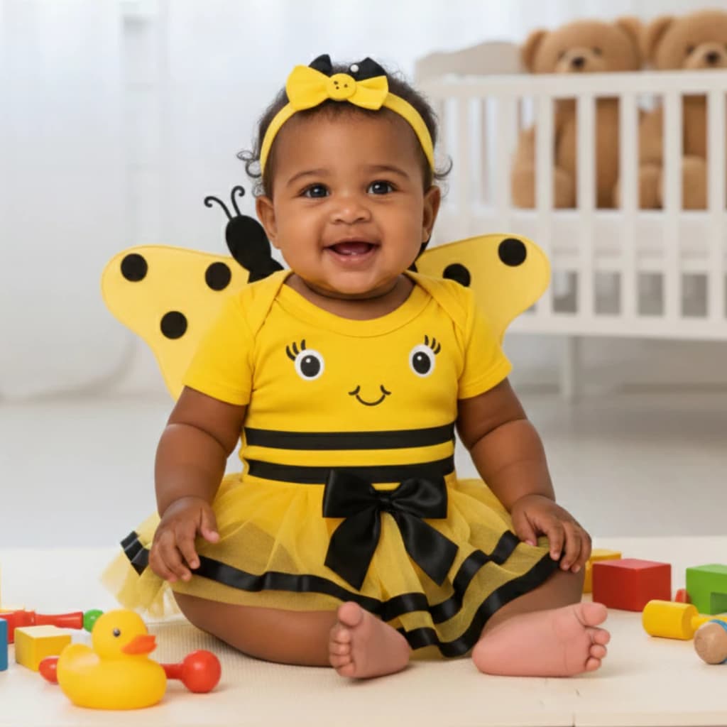 Body Bebê Mêsversário Temático De Abelhinha - Super Confortável Linha Premium