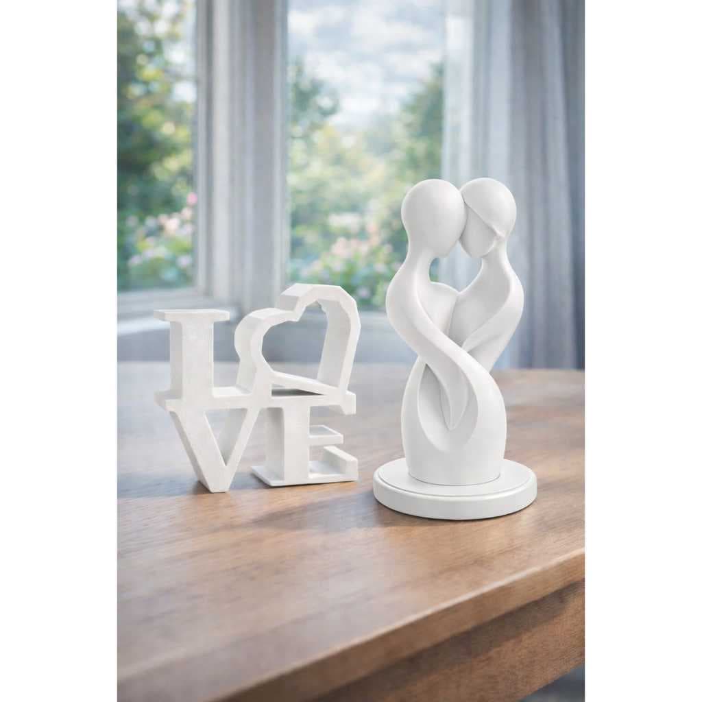 Escultura Decorativa Casal + LOVE | Decoração Moderna Romântica